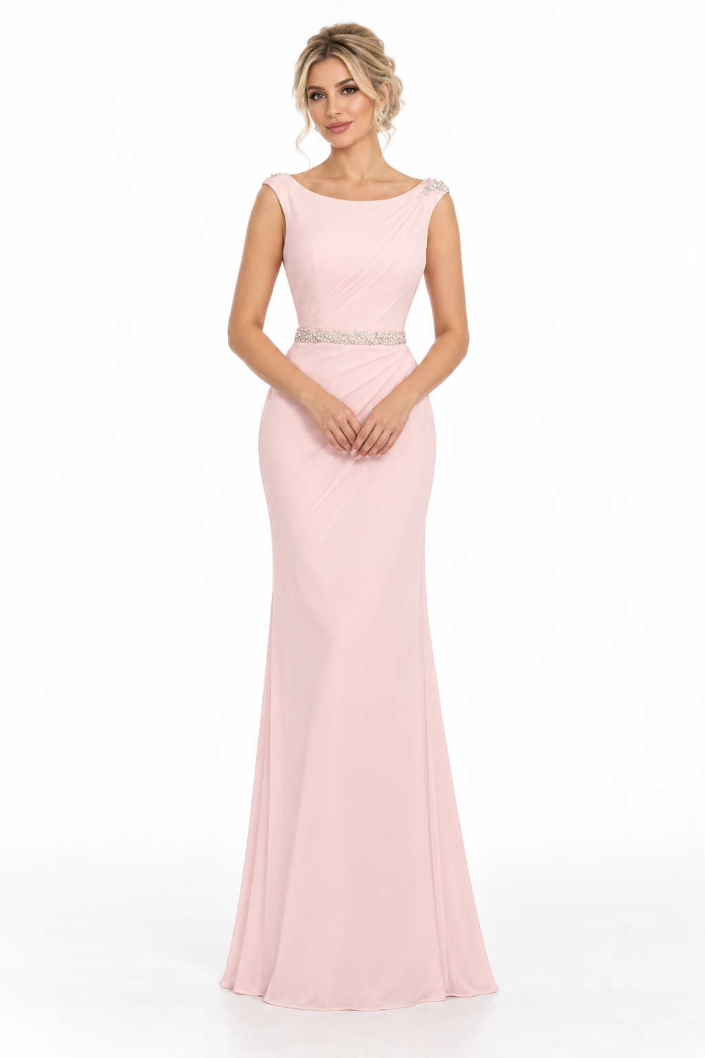 Embellished Waist Sleeveless Fishtail Maxi Dress – Roselle