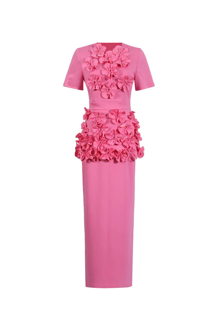 Haut à manches évasées plissées et ensemble jupe longue avec ceinture à la taille – Rosiny 