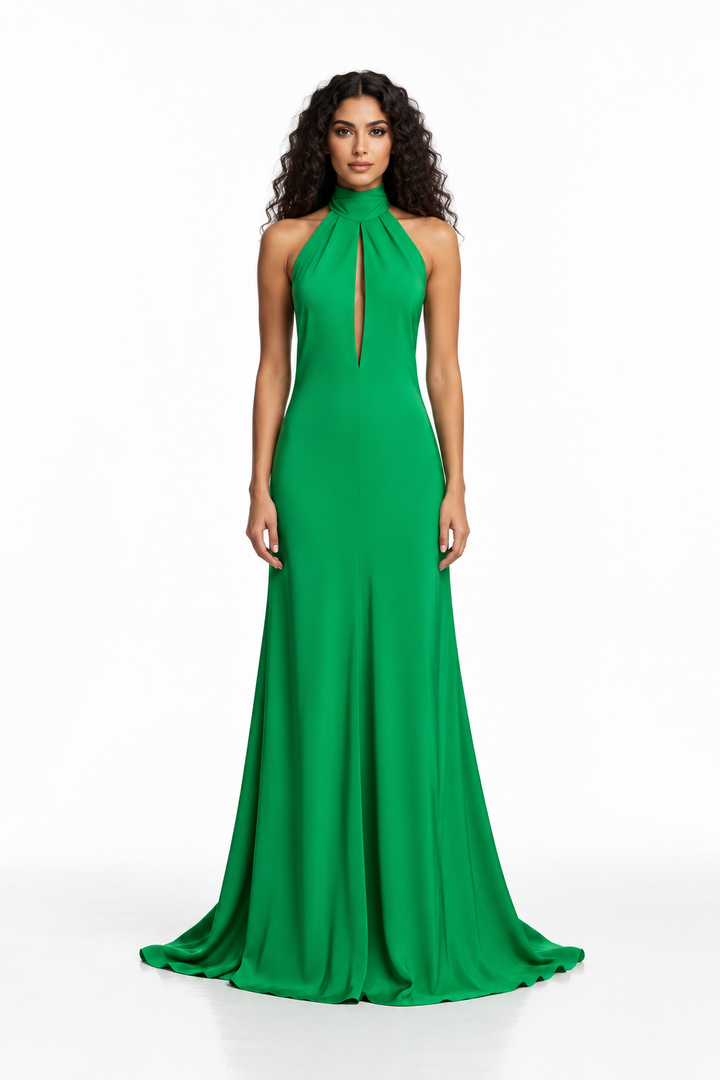 Halter Keyhole Evening Gown - Emeraldis