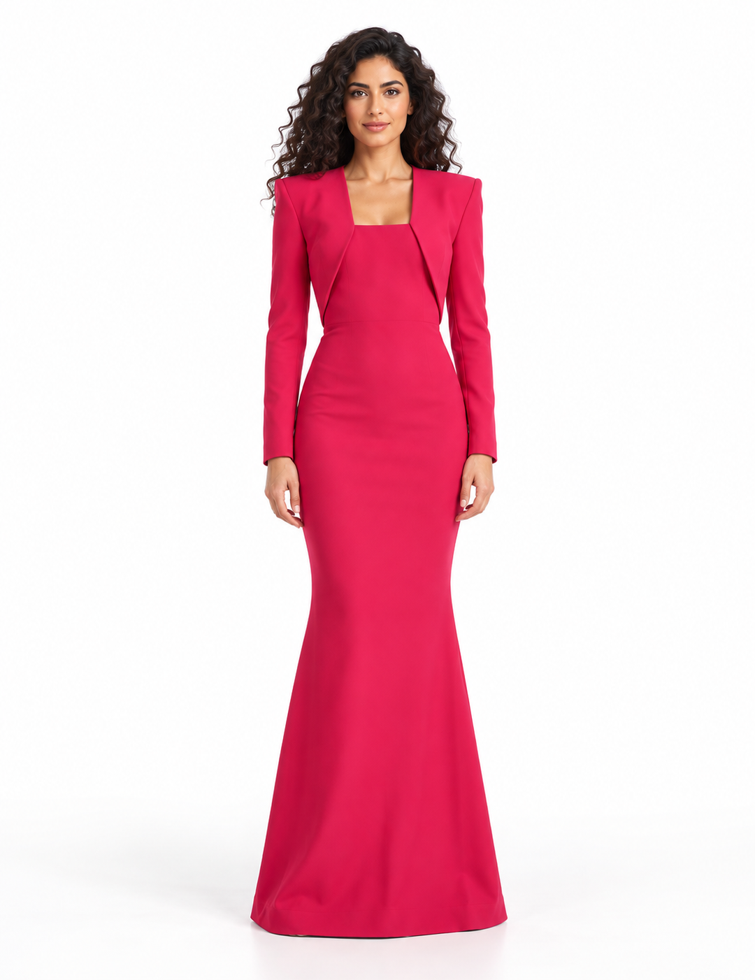 Structured Bolero Mermaid Evening Gown - Fuchsiaire
