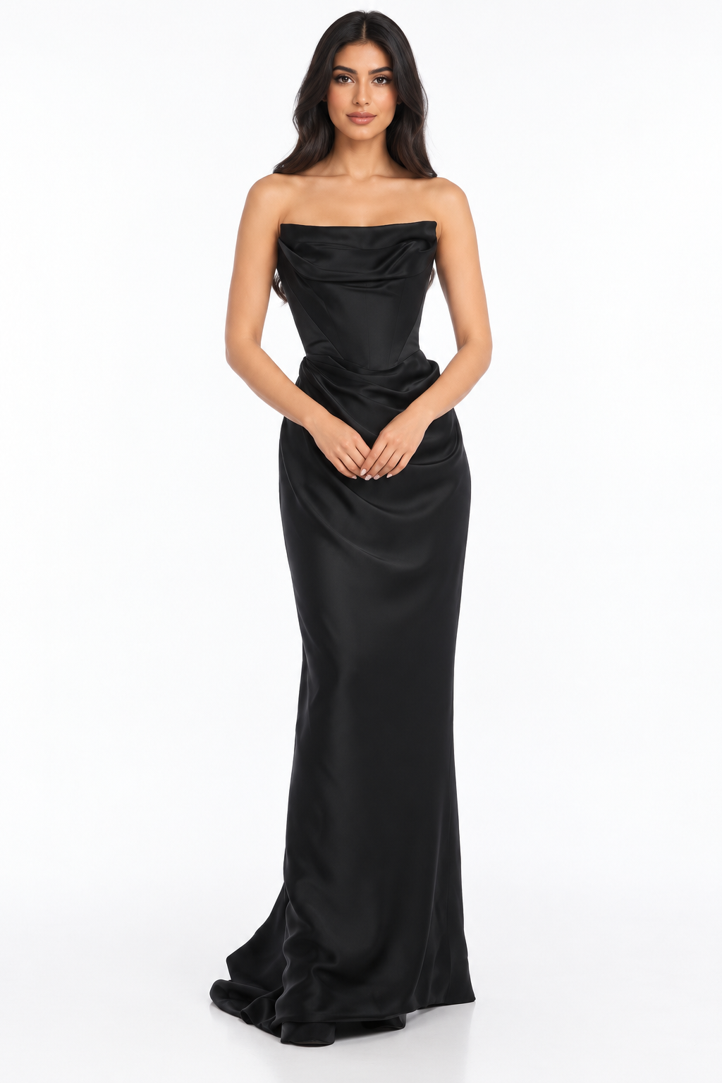 Satin Draped Gown - Solenne
