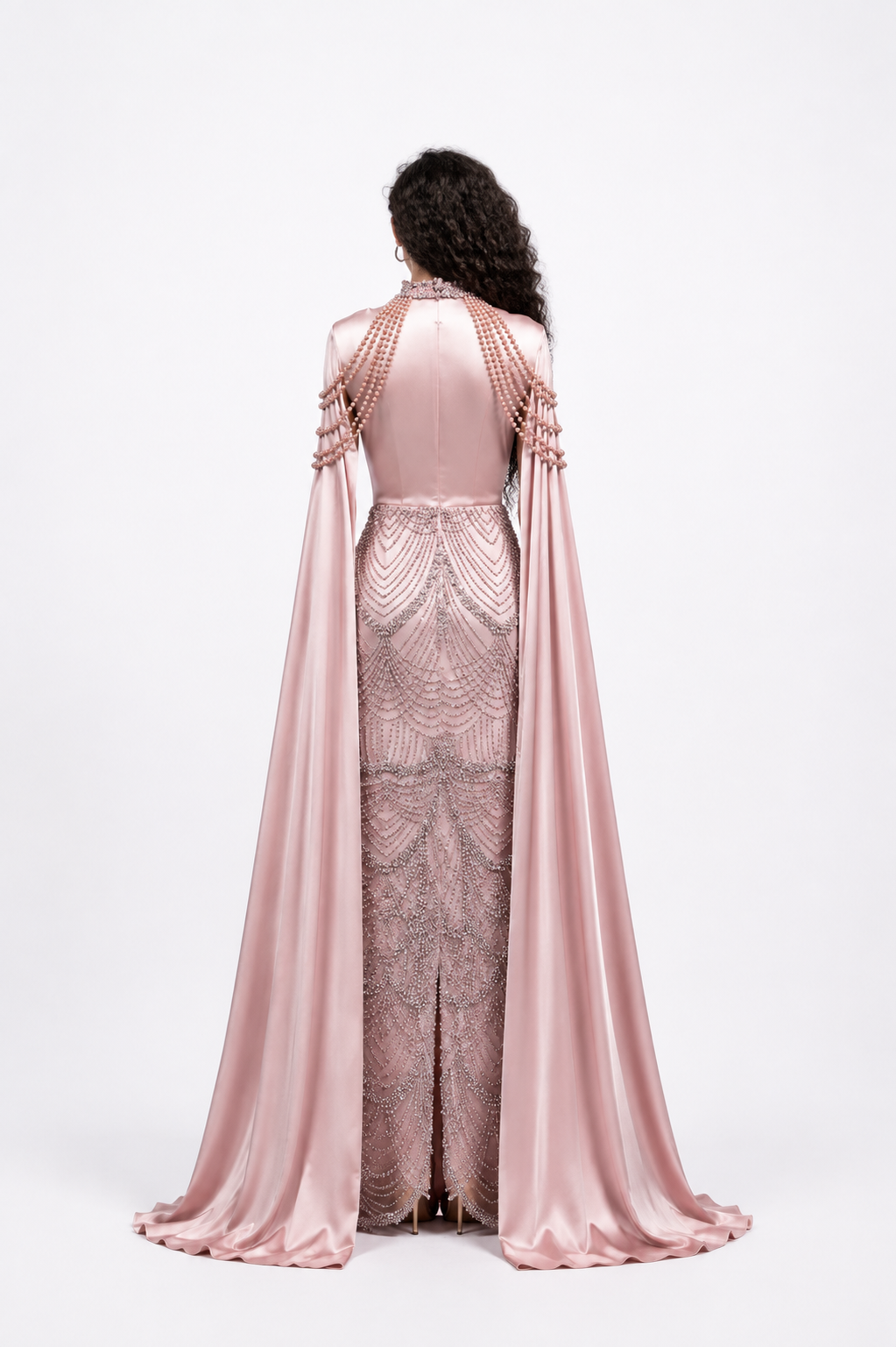 Crystal Draped Cape Gown – ROSALIA