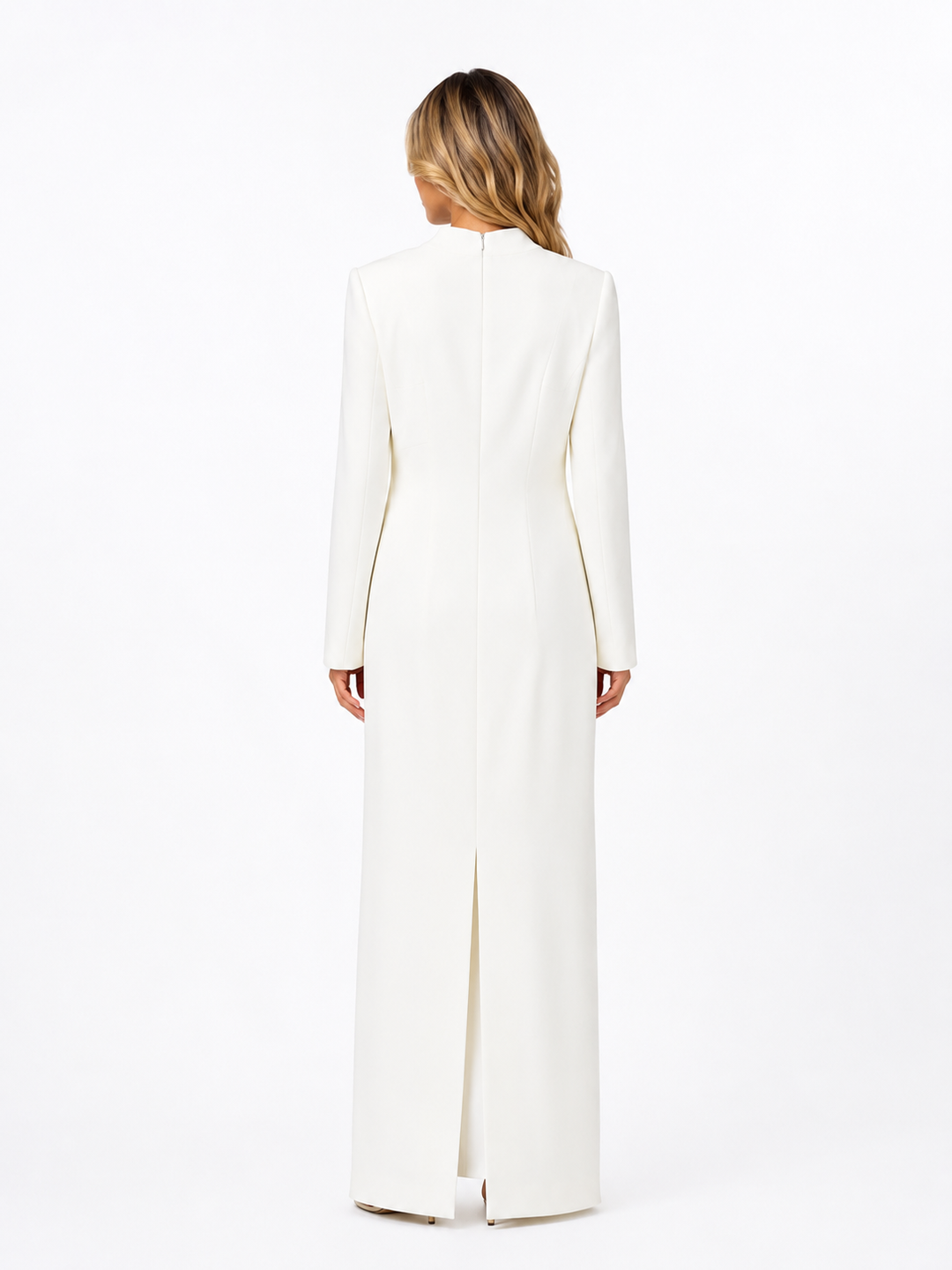 Crystal Floral Trim Maxi Dress - Ivory