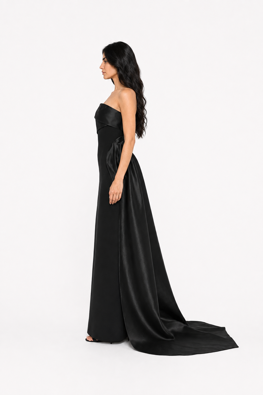 Strapless Draped Train Maxi Dress – NOCTELLA
