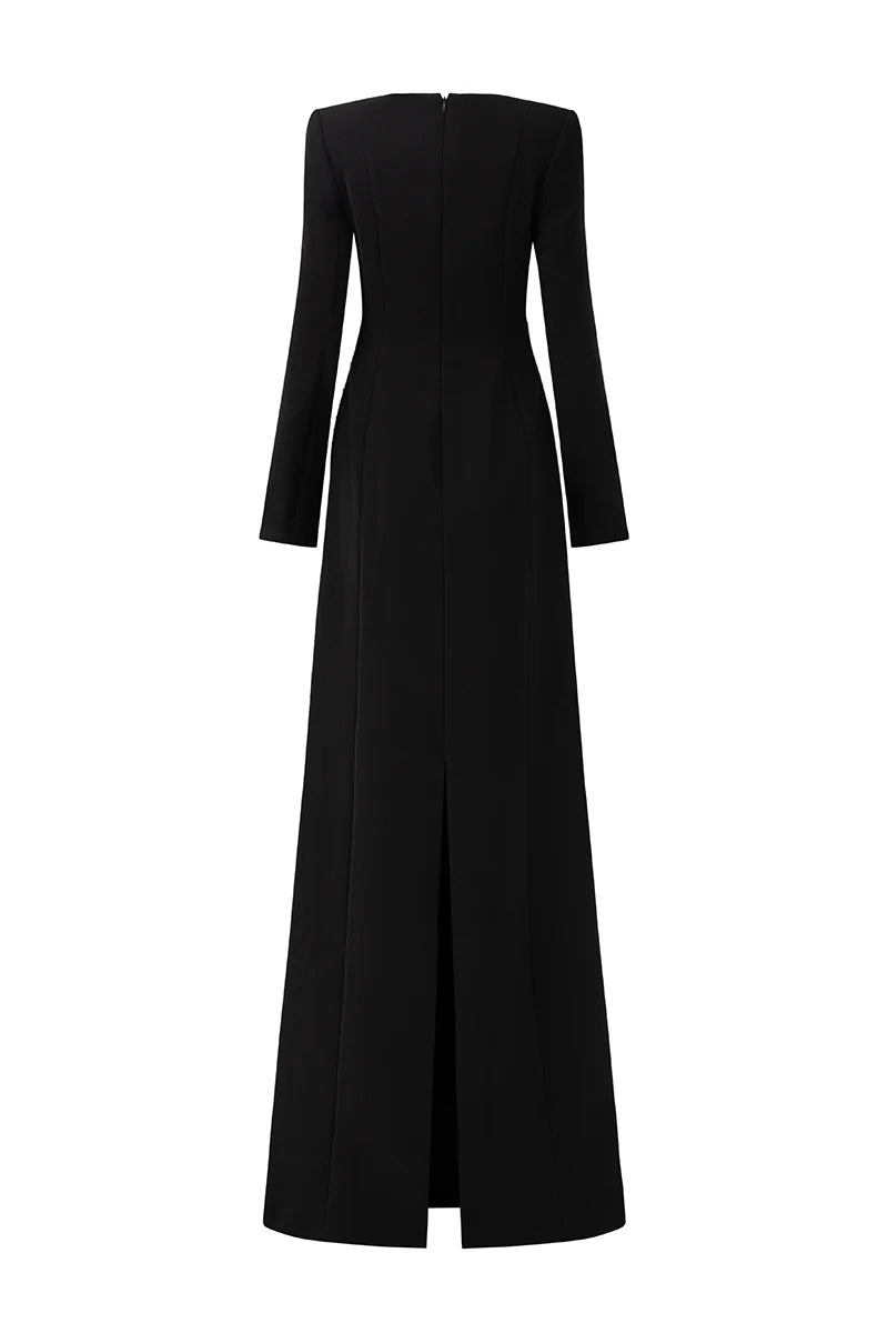 embellished sculptural gown with long sleeves – OCEANA