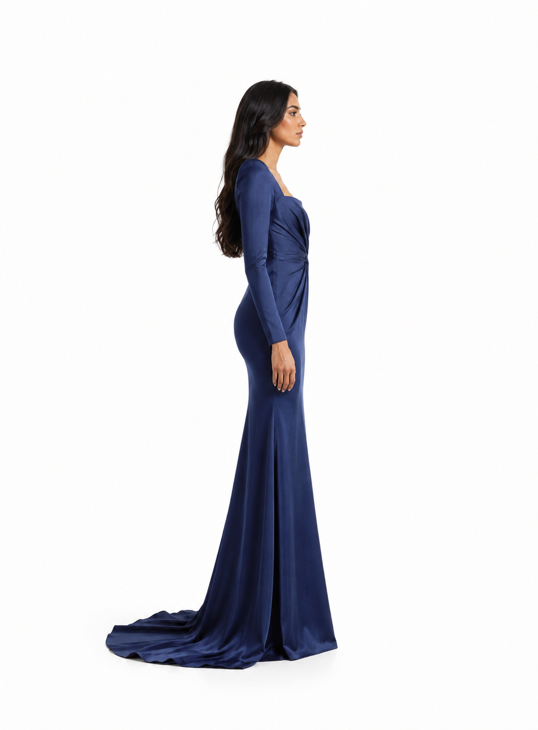 Ruched Long Sleeve Mermaid Maxi Dress – SERENA