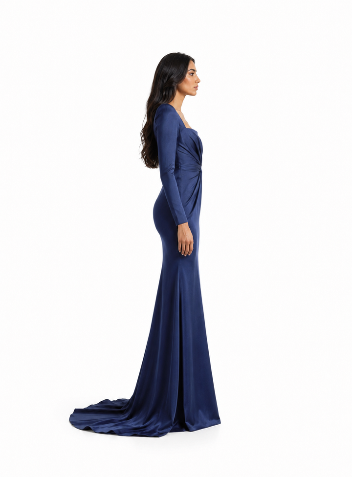 Ruched Long Sleeve Mermaid Maxi Dress – SERENA