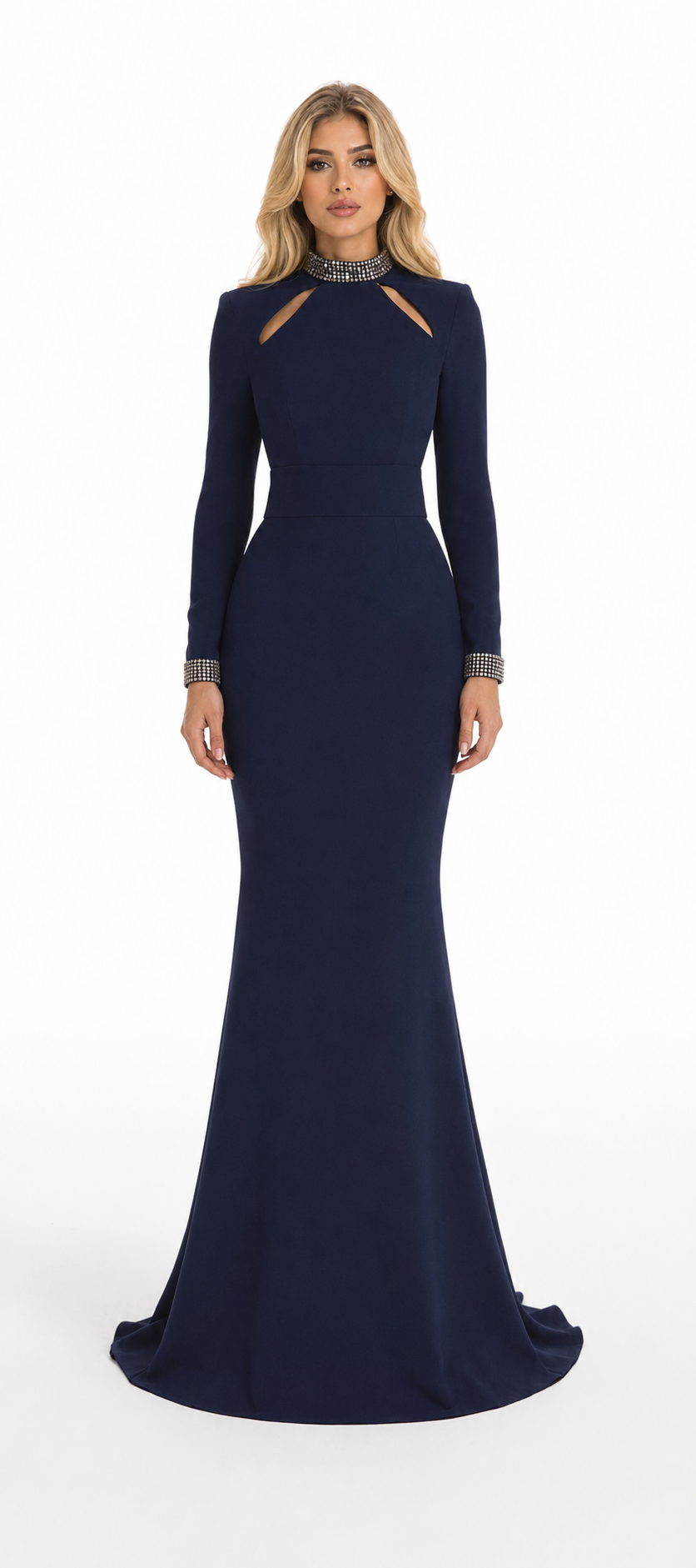 Crystal Neck Cutout Mermaid Maxi Dress – CELESTIA