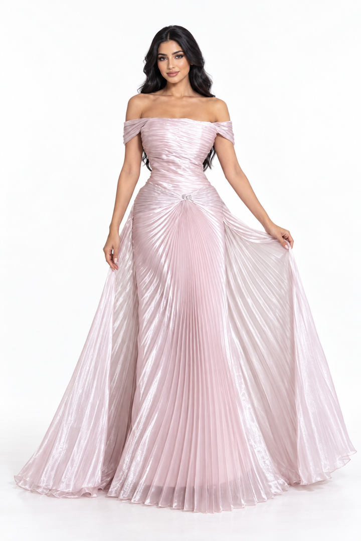 Pleated Off-Shoulder Draped - Pearl