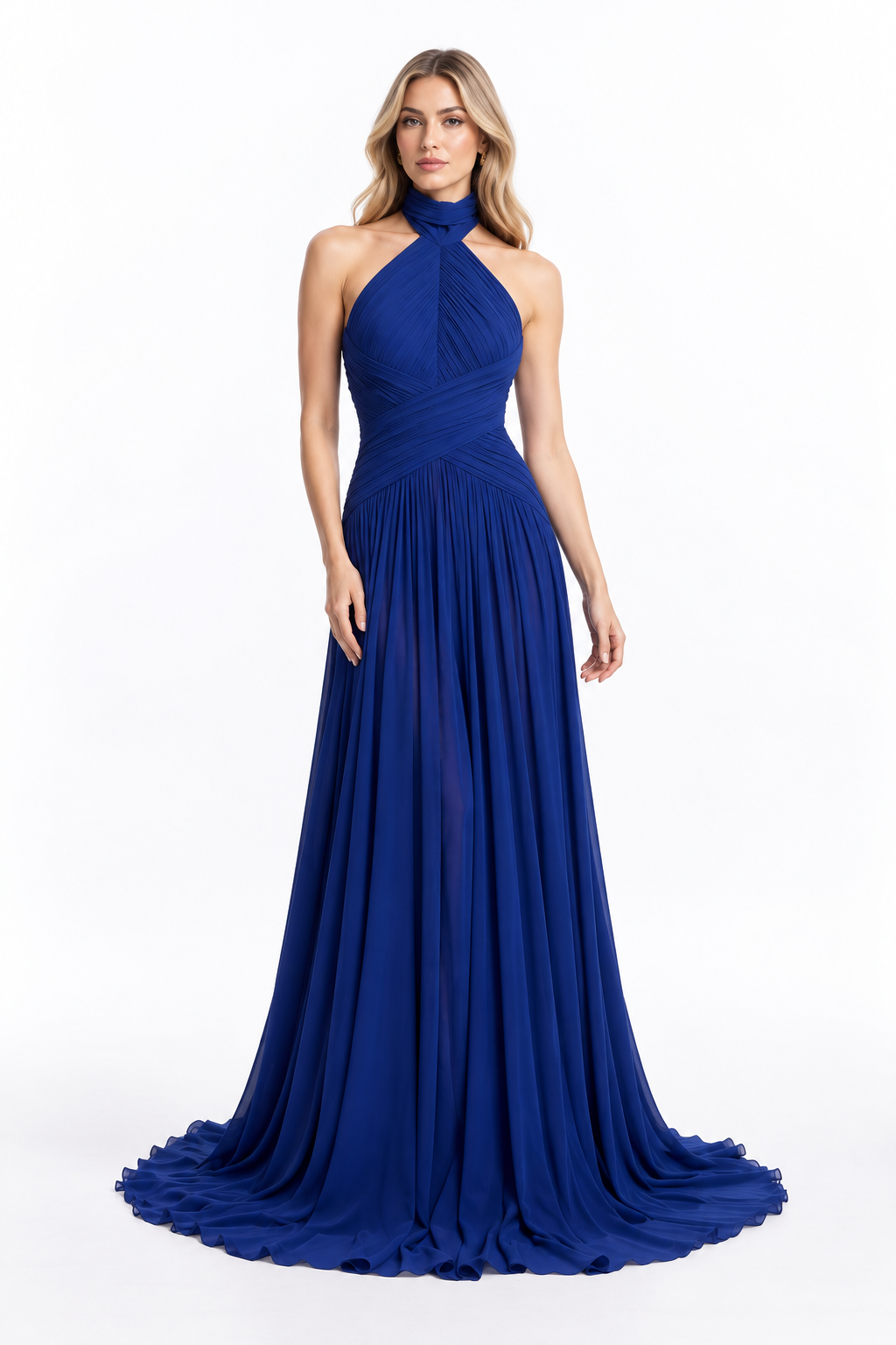 Pleated Halter Gown - ARABELLA