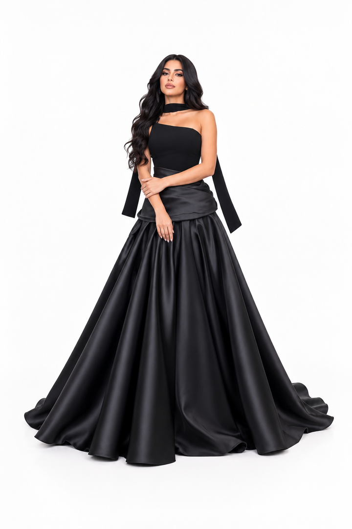 Asymmetric Satin Ball Evening - Veloura