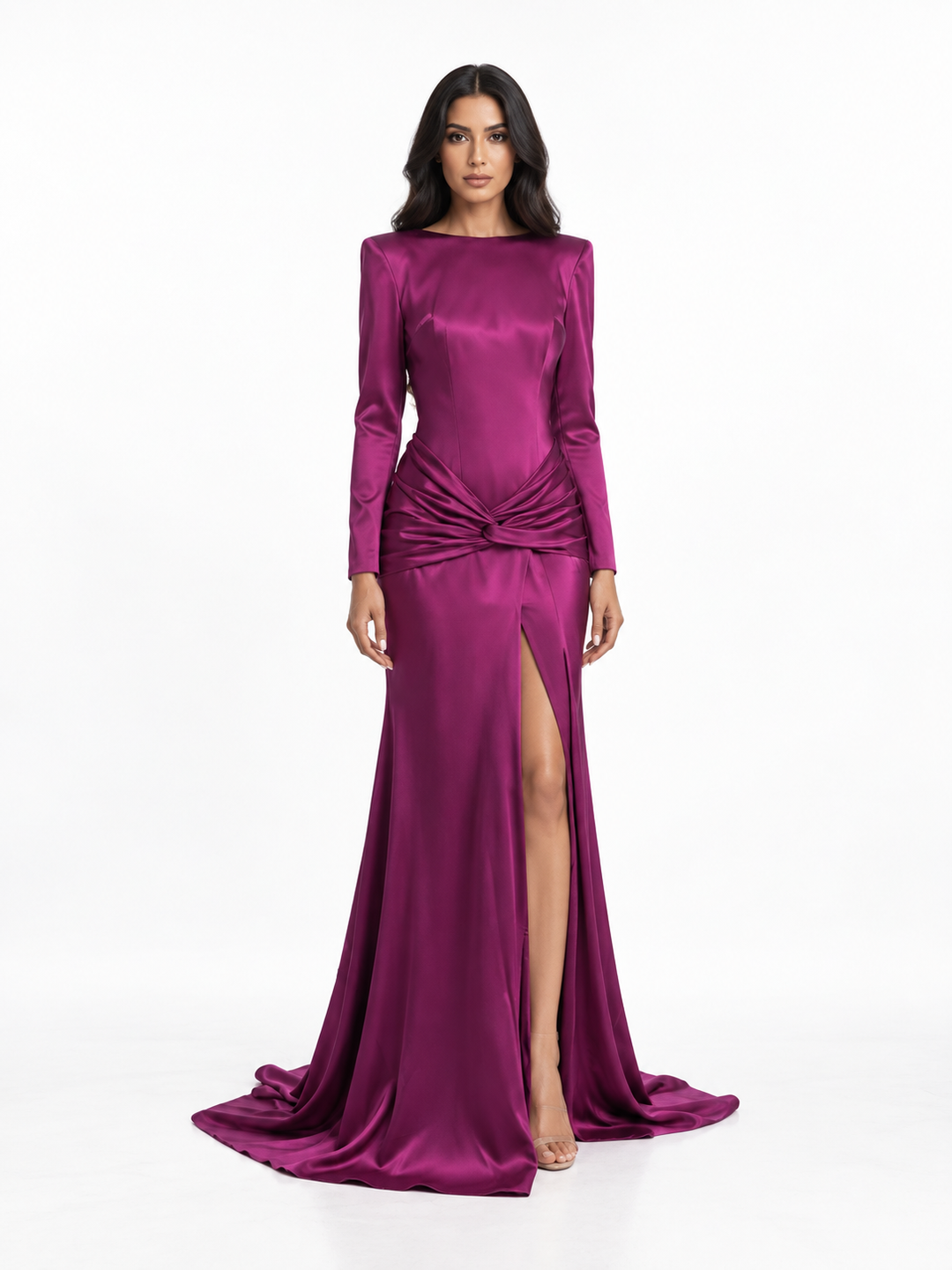 Twist-Waist Long Sleeve Gown - VELORA