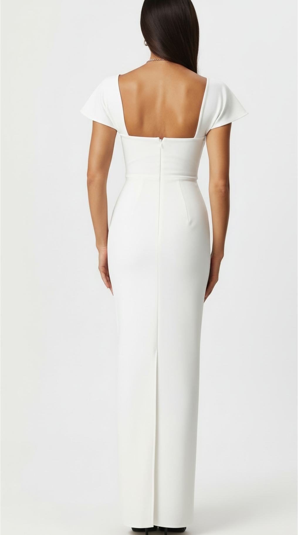 off-shoulder column dress with crystal neckline – AZURE