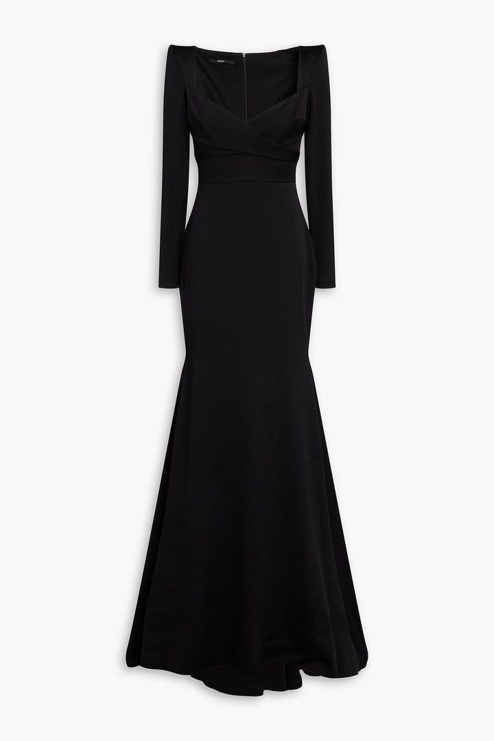 sculpted sweetheart long-sleeve gown with train – NOIRA