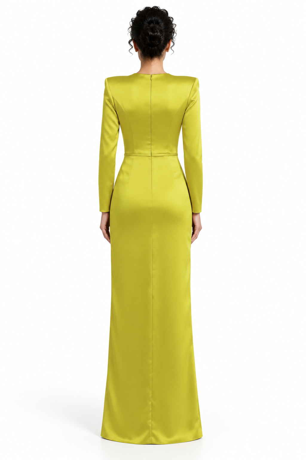 Satin Draped Bow Gown - Lime