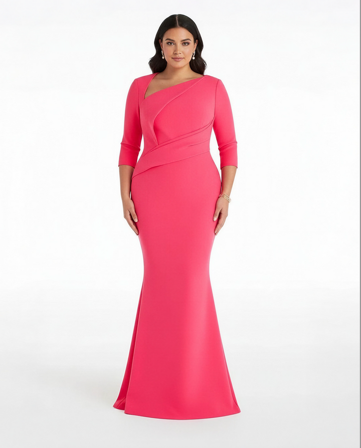 Asymmetric mermaid gown with wrap bodice – Noema-1