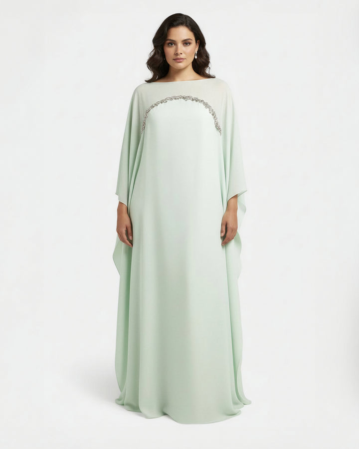 Strapless column dress with embellished cape - Alex-1