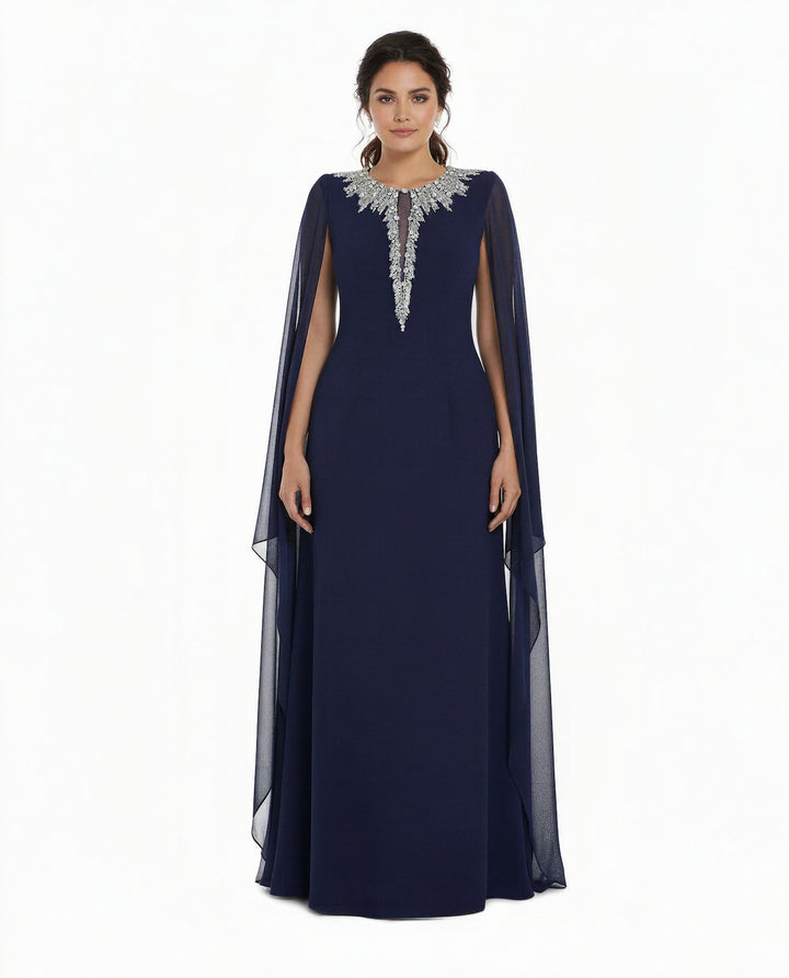 Embellished chiffon cape gown – Zelinda-1