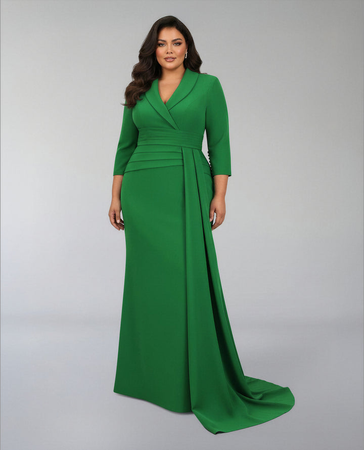 Tailored Blazer dress with pleated waistband and train - OLENO-1