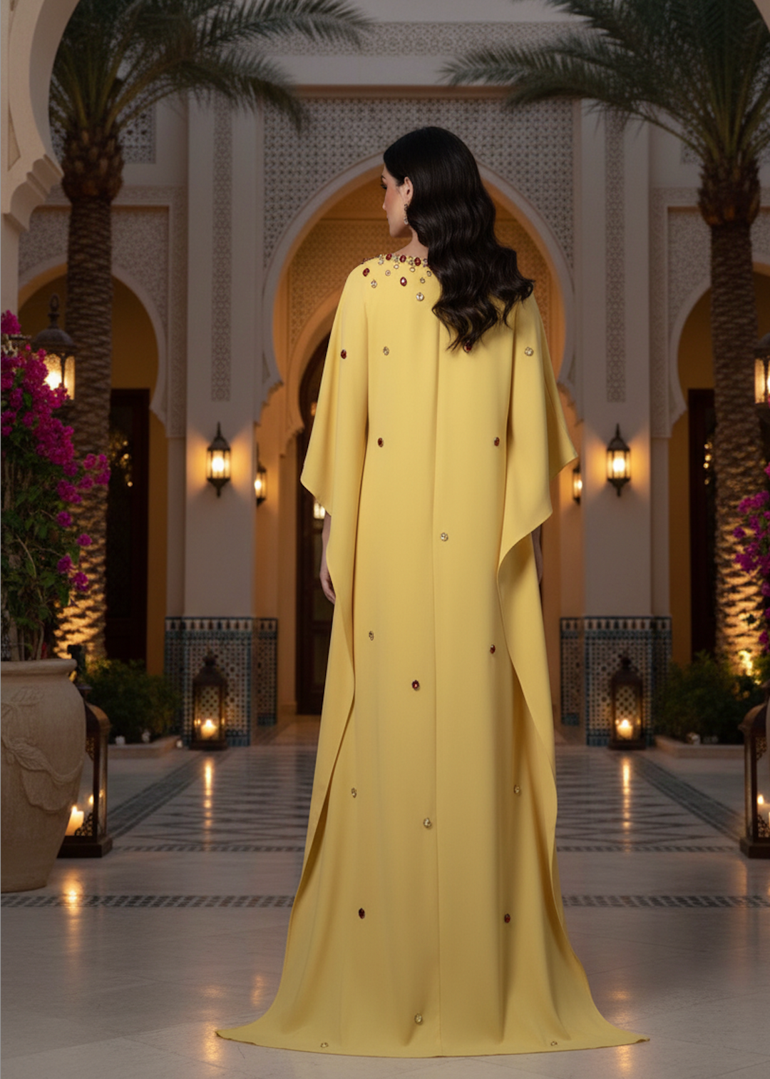 Yellow Crystal Embellished Dress - Susan-1