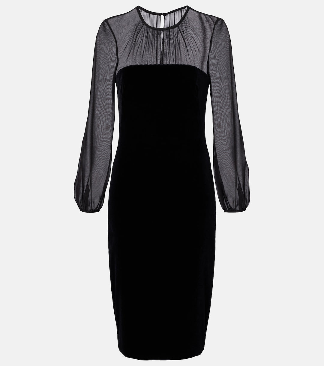 Sheer yoke long sleeve midi dress – SALEM