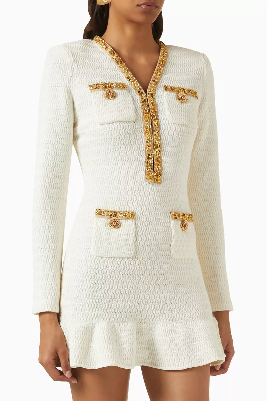 Plissiertes Oberteil mit ausgestellten Ärmeln und Maxirock-Set mit Taillengürtel – Rosiny 