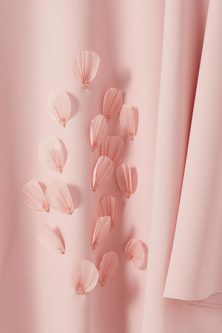 Cape Sleeve Midi Dress with Floral Appliqué – AQUA