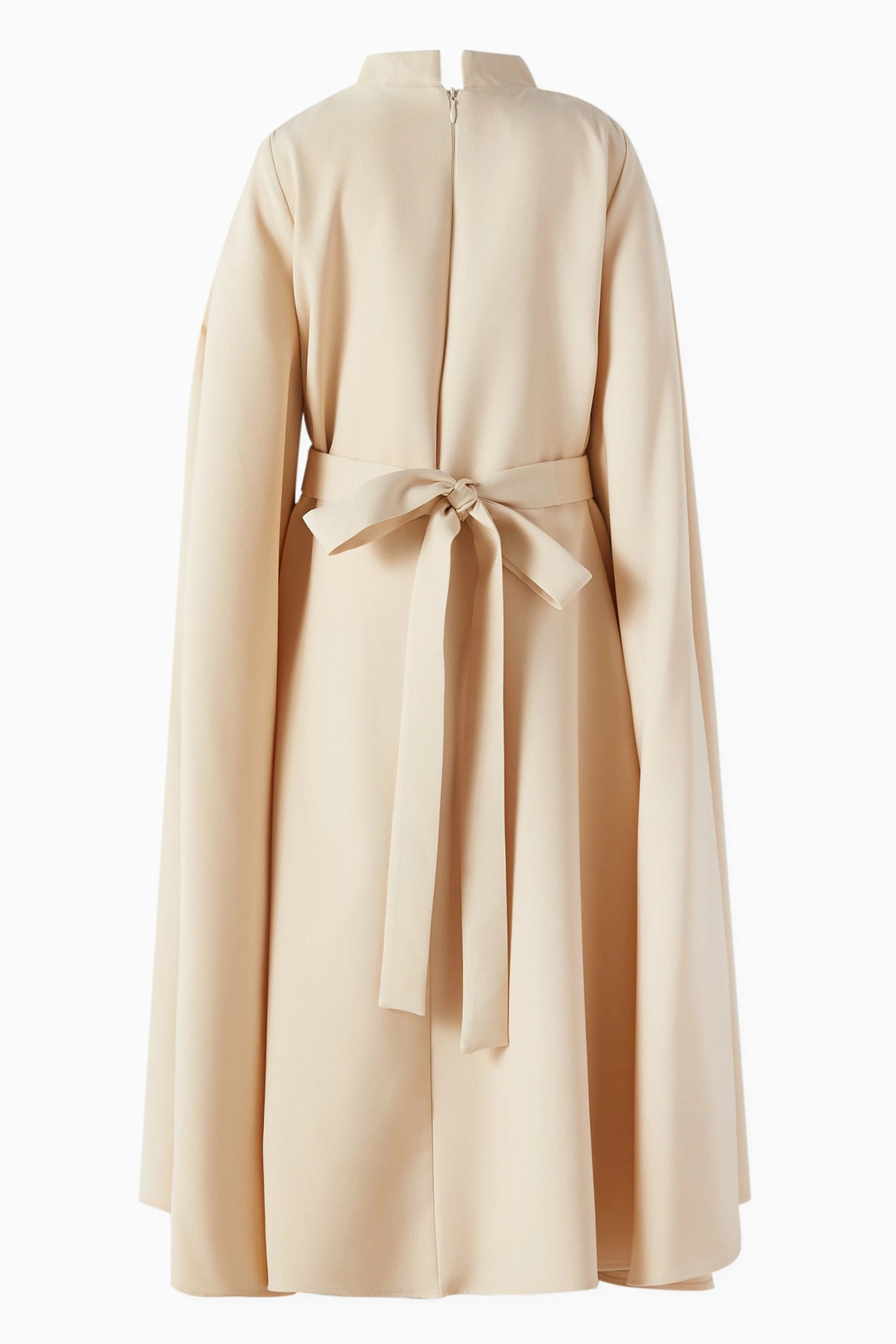 Cape Sleeve Midi Dress with Floral Appliqué – AQUA