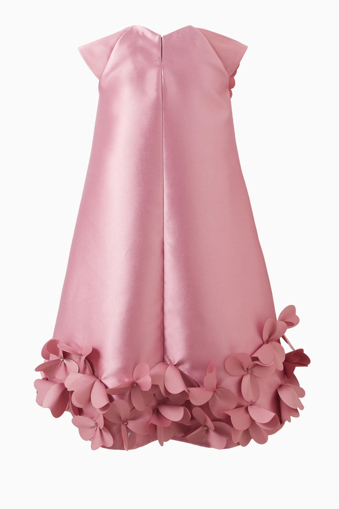 Sleeveless Satin A-Line Dress with 3D Floral Hem – GOLDEN
