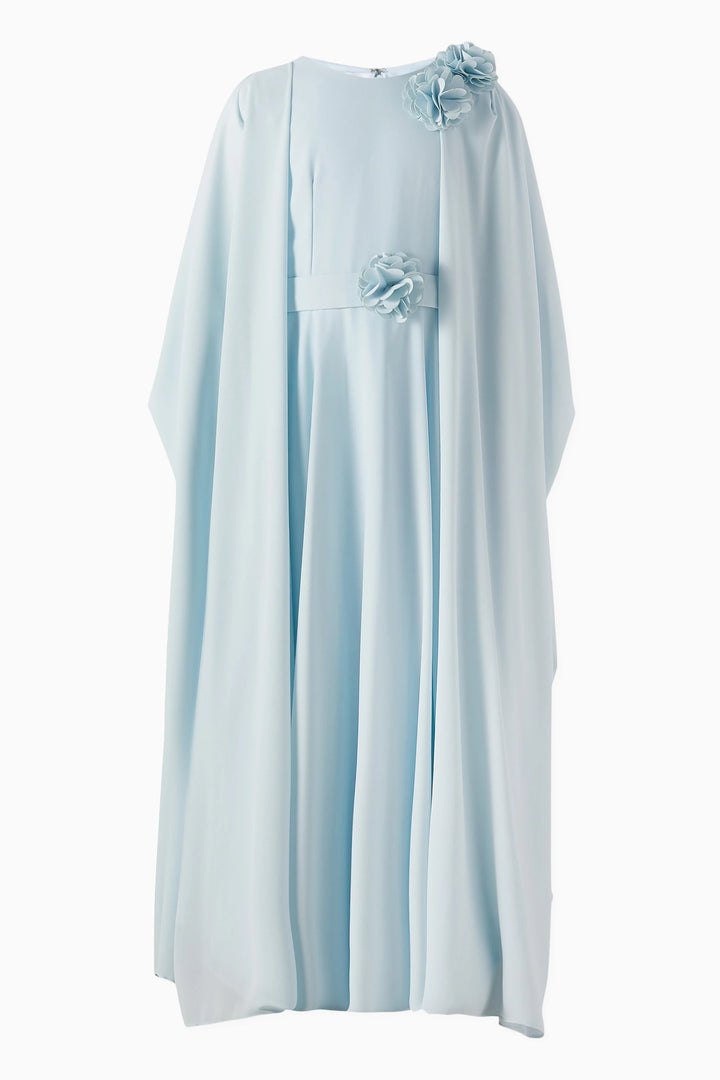 Cape Sleeve Maxi Dress with Floral Appliqué – PETAL