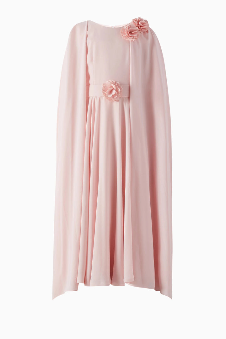 Cape Sleeve Maxi Dress with Floral Appliqué – PETAL