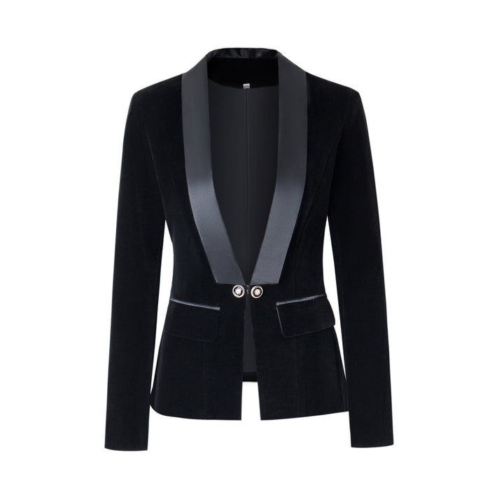 velvet blazer with satin lapel and crystal buttons – SELENE