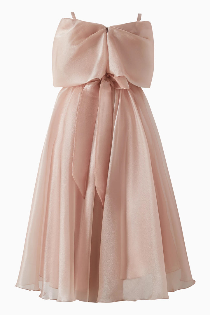 Sleeveless Satin Dress with Oversized Front Bow – ROSÉ