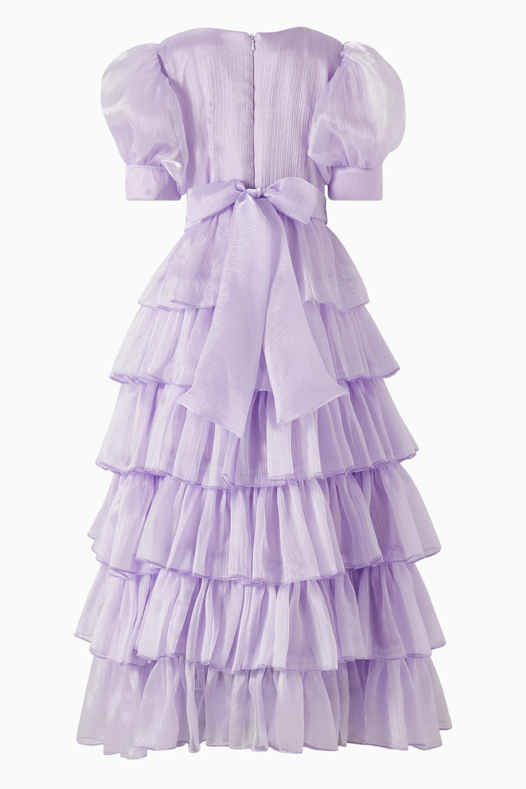 Puff Sleeve Tiered Organza Maxi Dress – LAVENDER