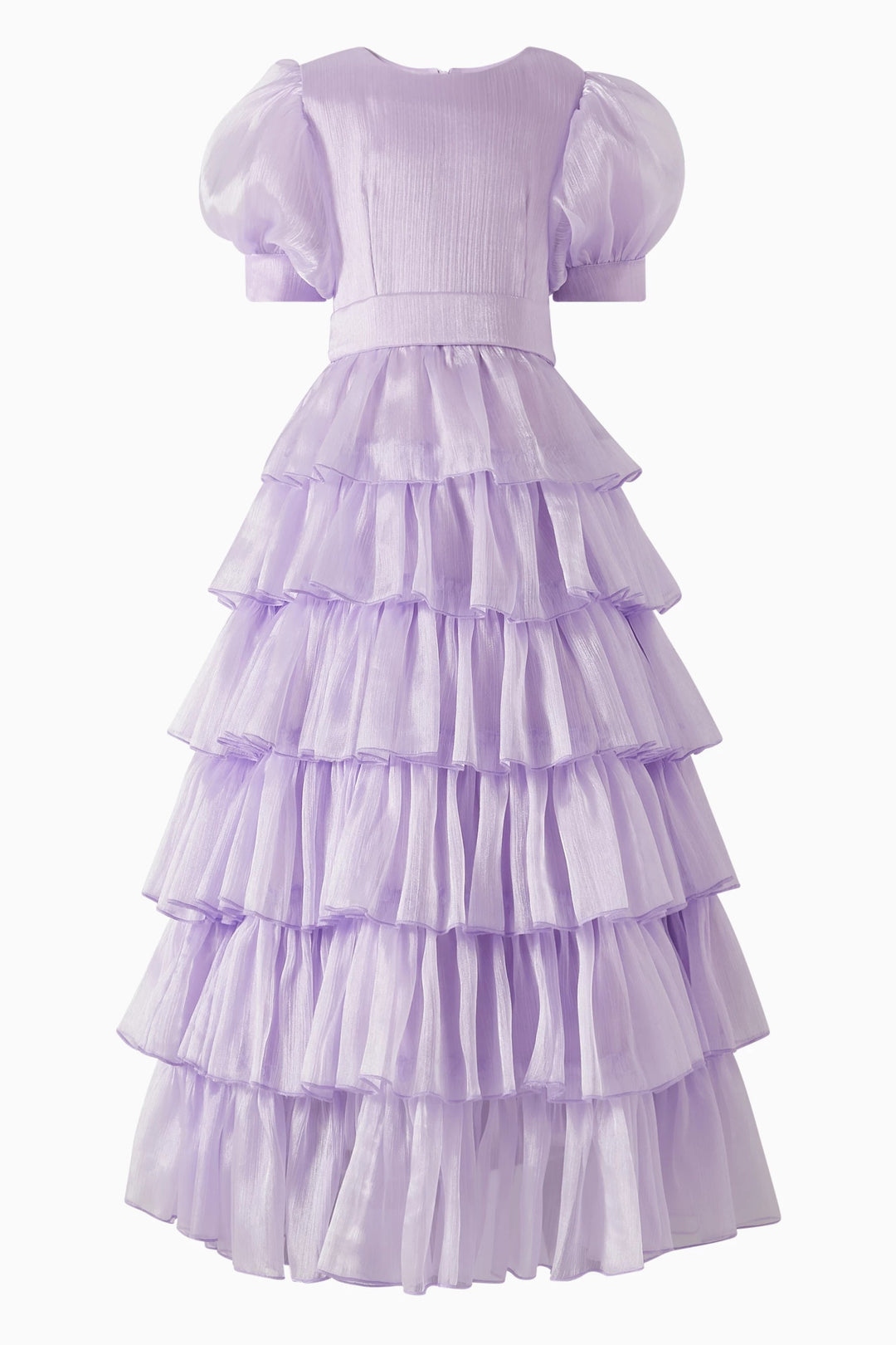 Puff Sleeve Tiered Organza Maxi Dress – LAVENDER