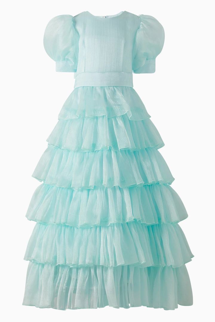 Puff Sleeve Tiered Organza Maxi Dress – LAVENDER