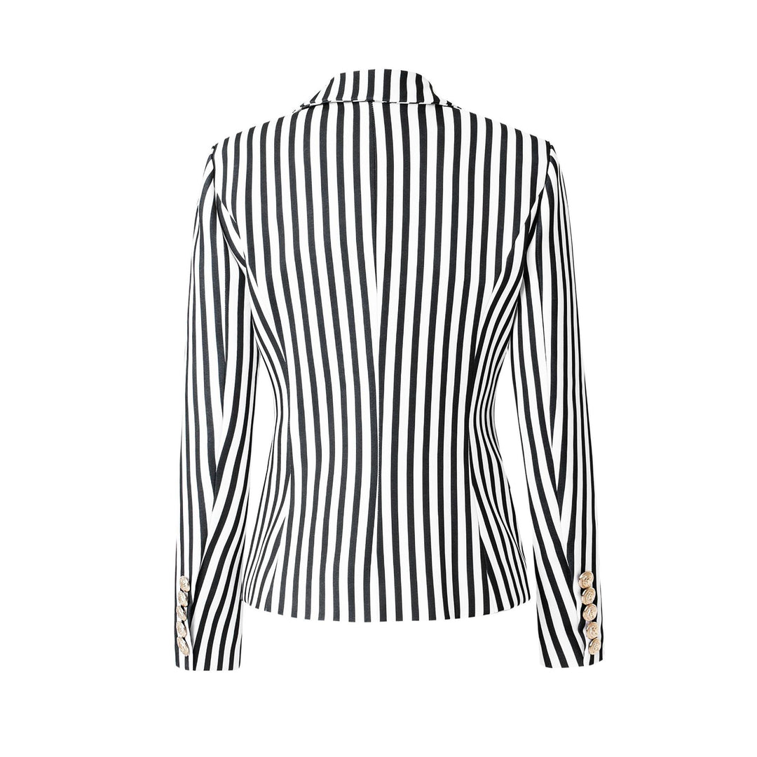 سترة مخططة مزدوجة الصدر بأزرار ذهبية – مارينا