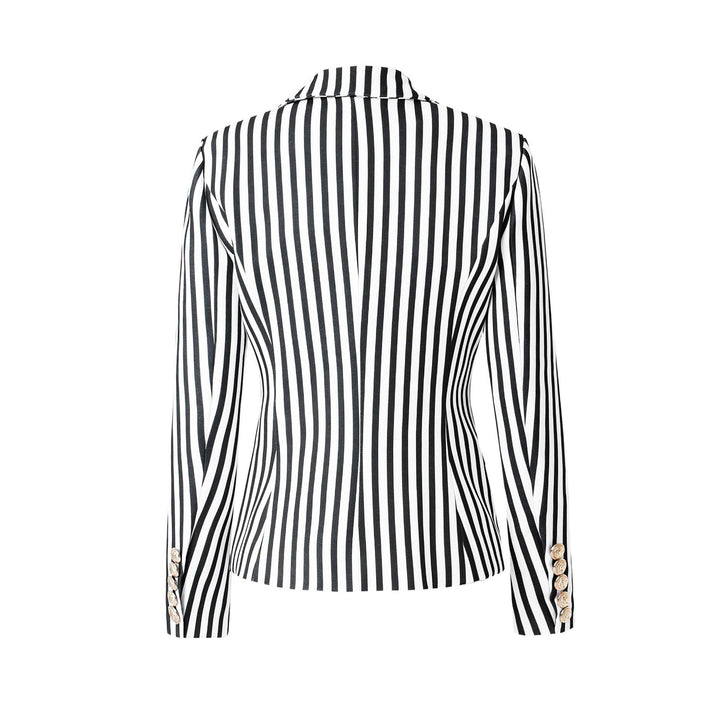 سترة مخططة مزدوجة الصدر بأزرار ذهبية – مارينا