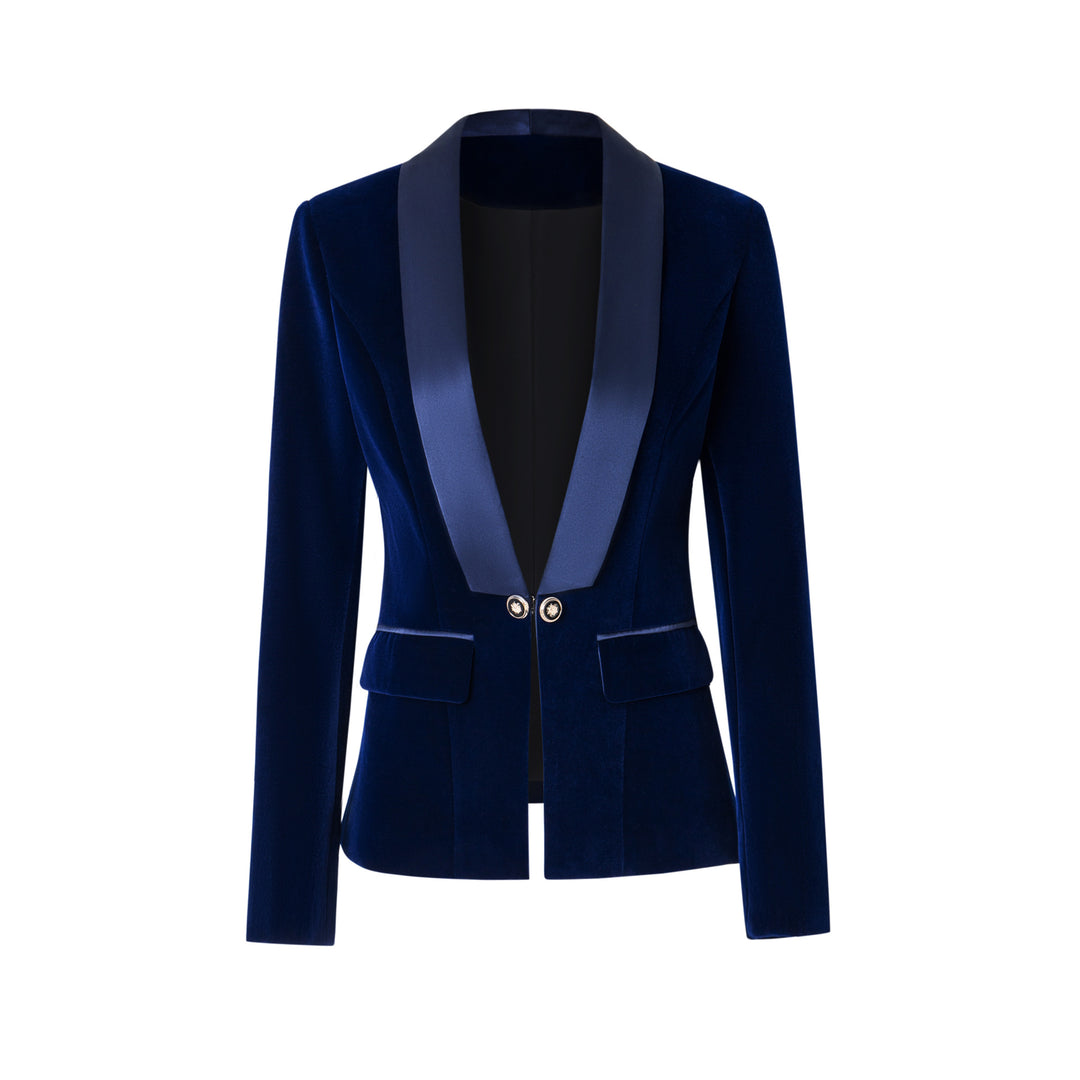 velvet blazer with satin lapel and crystal buttons – SELENE