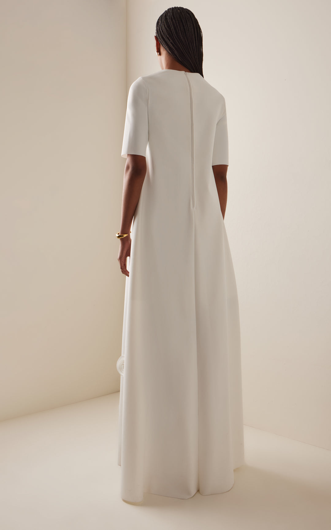 floral appliqué gown with half sleeves – AMARA