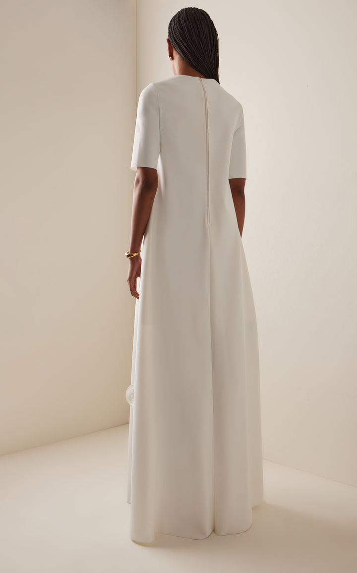 floral appliqué gown with half sleeves – AMARA