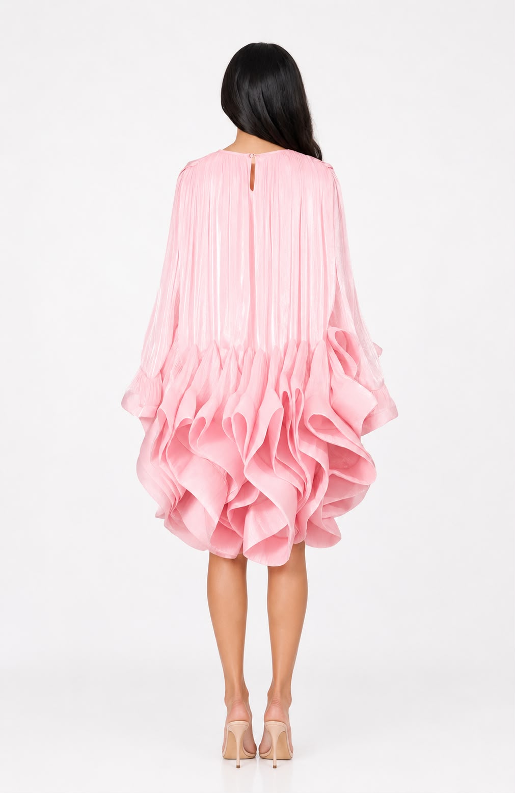 Oversized Ruffle Chiffon Mini Dress - Blossom