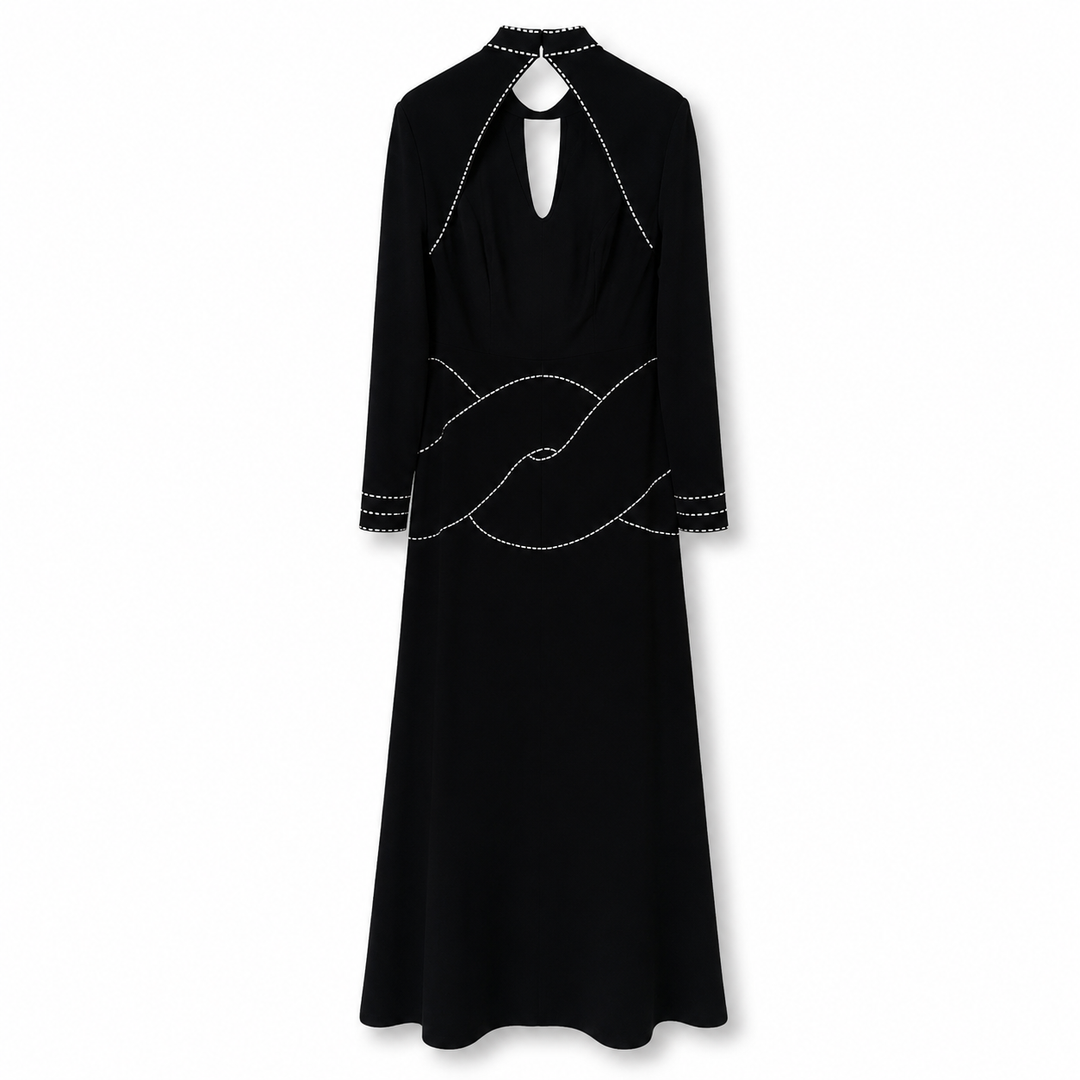 Embellished Cutout Long Sleeve Maxi Dress - Soft