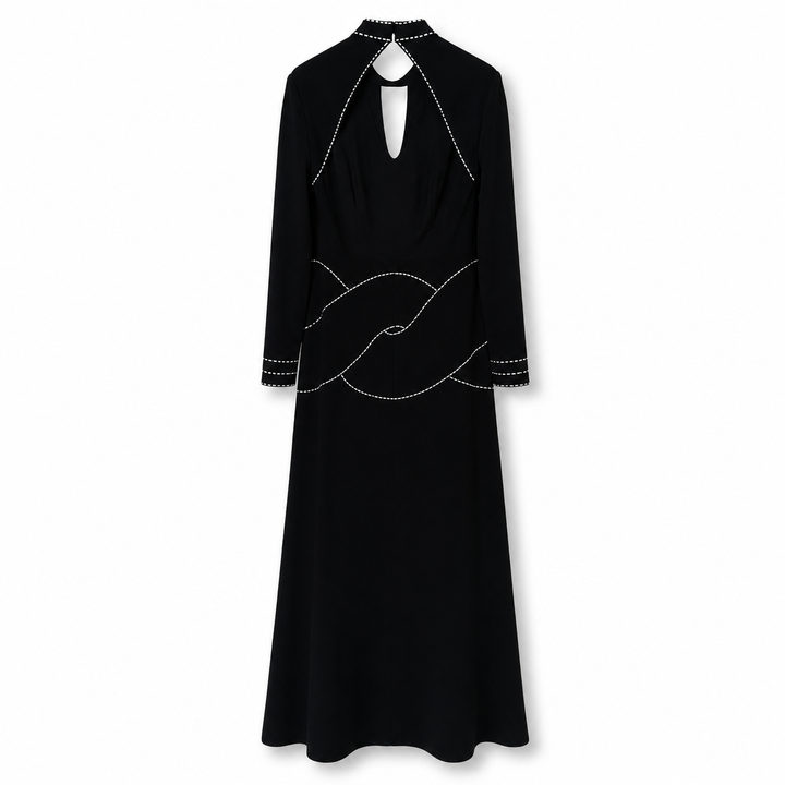 Embellished Cutout Long Sleeve Maxi Dress - Soft