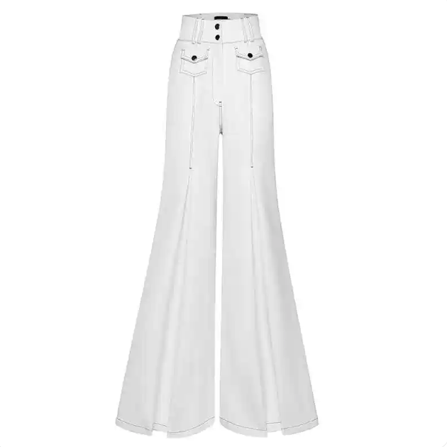 High-Waisted Flared Wide Leg Pants - Noir