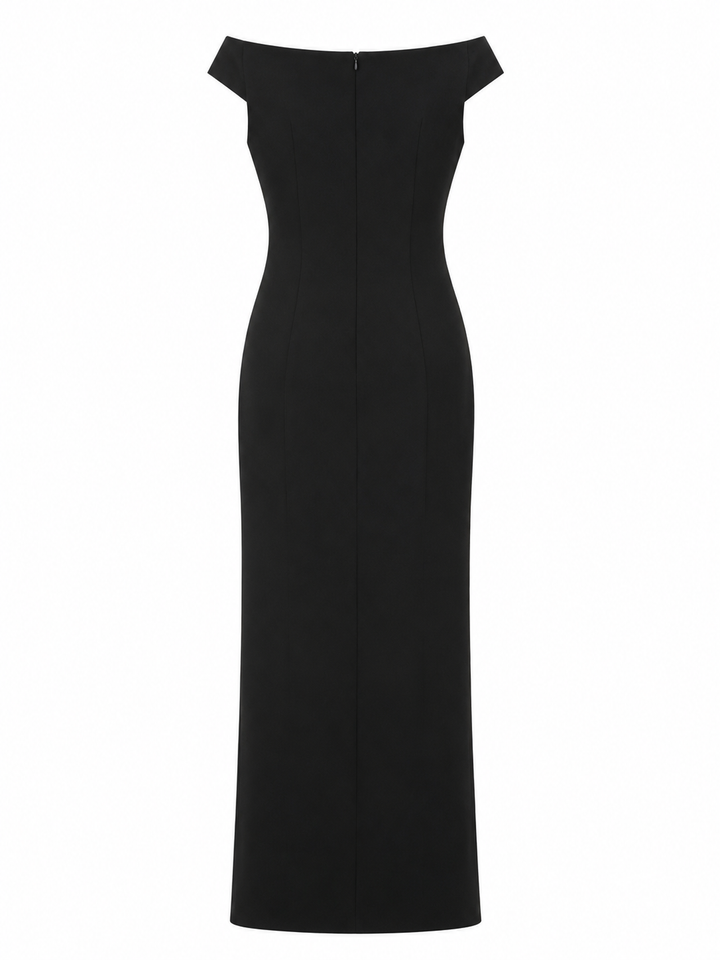 Burgundy Off-Shoulder Buckle Gown – Allure