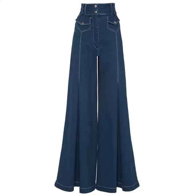 High-Waisted Flared Wide Leg Pants - Noir