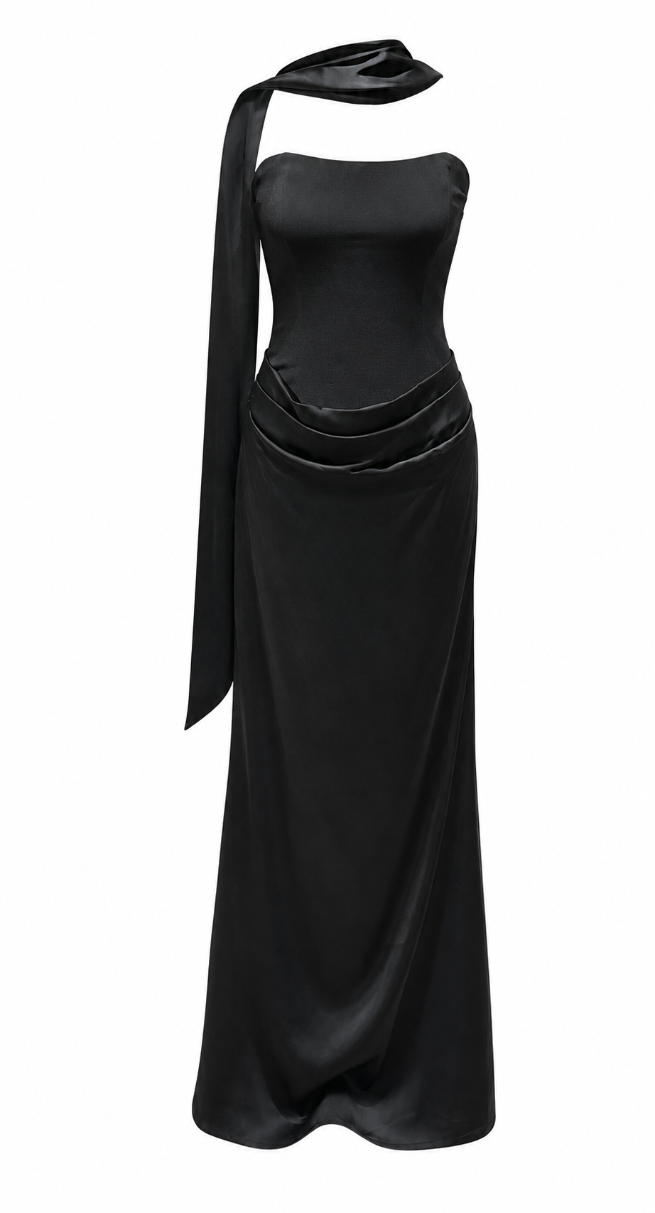 Black Corset Satin Maxi Dress – NOIRELLE