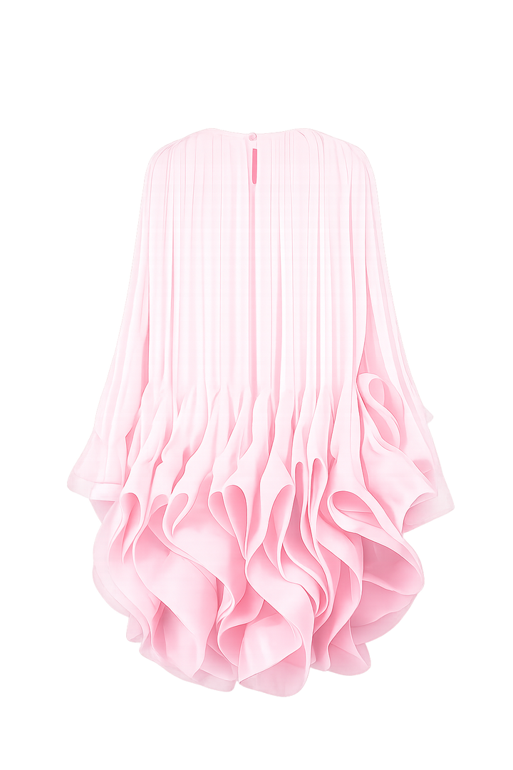Oversized Ruffle Chiffon Mini Dress - Blossom