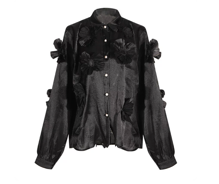 Ivory 3D Floral Appliqué Shirt – BLOOM